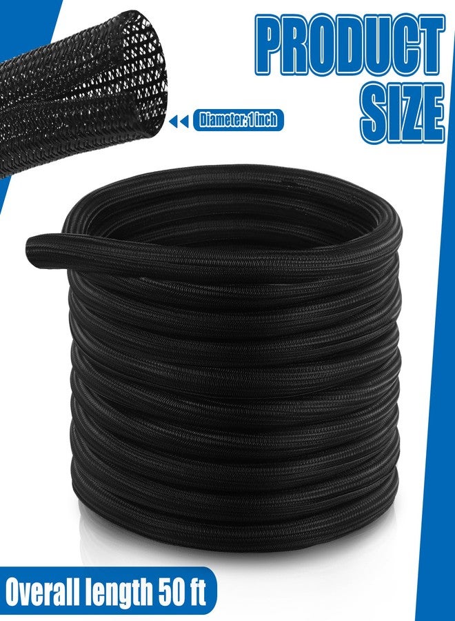 Pangda 50ft Split Wire Loom Tubing Flame Retardant Braided Cable Sleeve Split High Temperature Cable Conduit Auto Wire Conduit for Industrial Electrical Tinsel Automotive Marine(50 Ft, 1") - Image 2